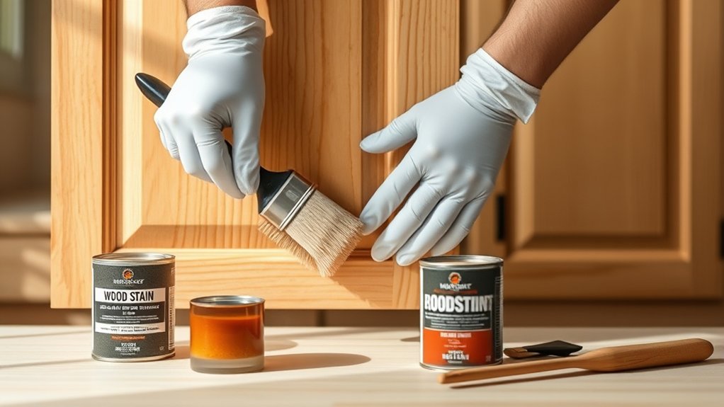 How to Stain Kitchen Cabinets in 5 Easy Steps 4 apply stain evenly carefully