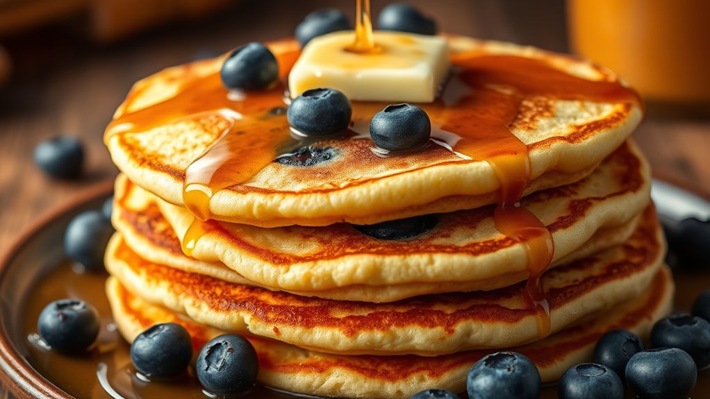 blueberry filled hearty pancakes
