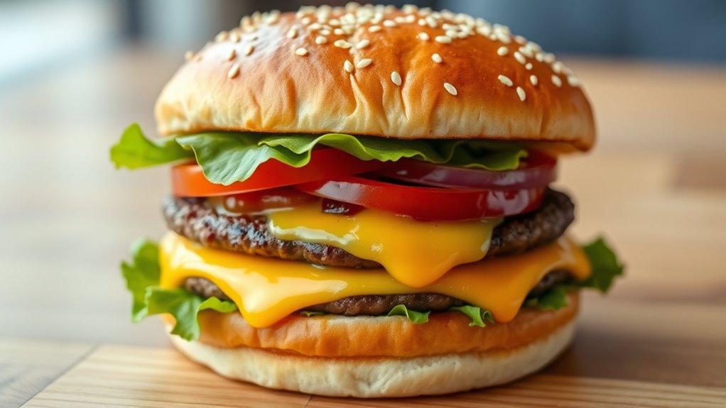 cheesy customizable beef burger