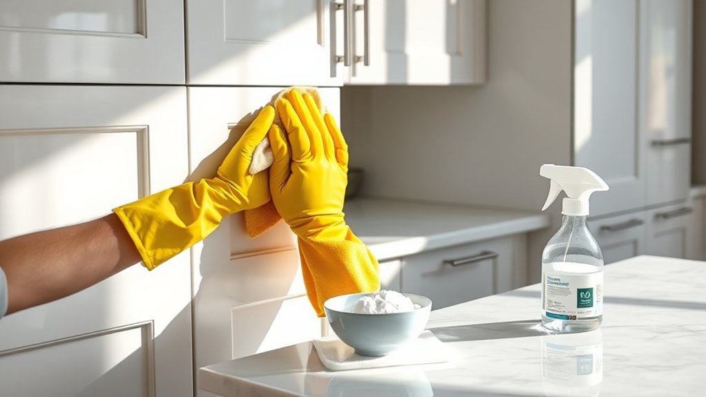 clean painted cabinets easily