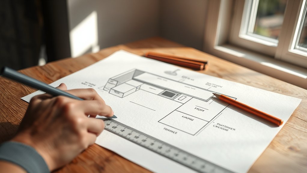 How to Draw a Kitchen in 7 Easy Steps 2 establish perspective and layout