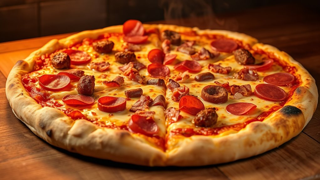 hearty meat packed pizza