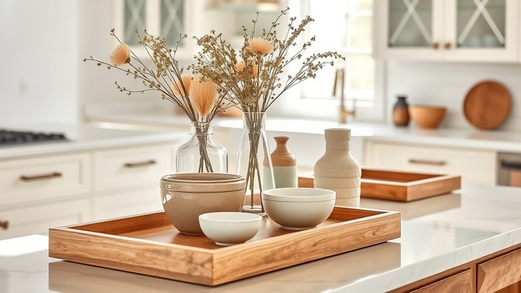 3 Simple Tips to Decorate a Kitchen Island Countertop 3 layered height with varied textures