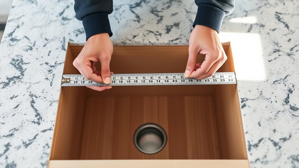 measure cabinet and countertop