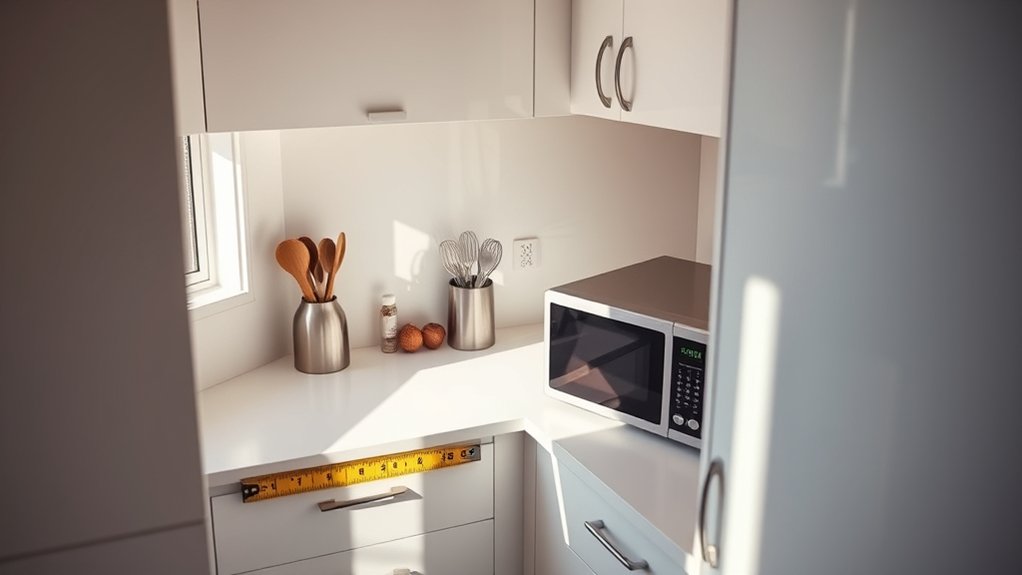 5 Tips on Where to Put Microwave in Small Kitchen 2 measure clear test place