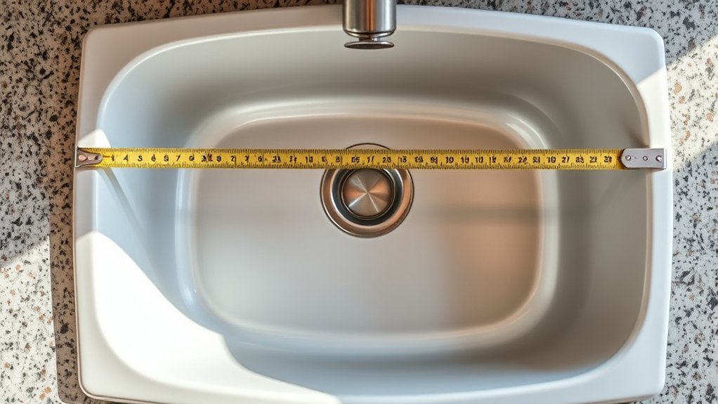 measure sink length width accurately