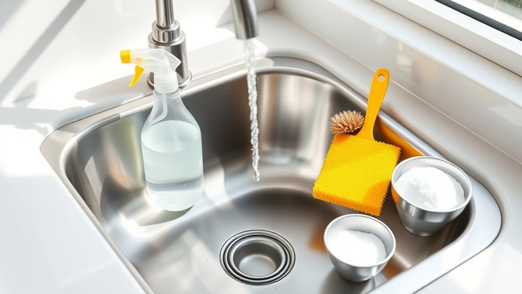 prepare supplies and clear sink