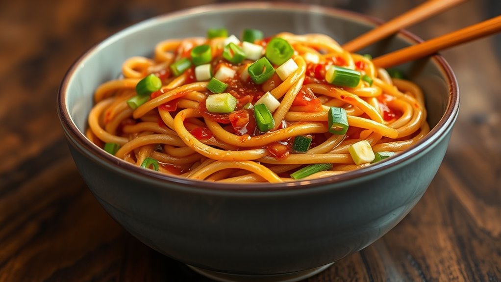 savory garlic springy noodles