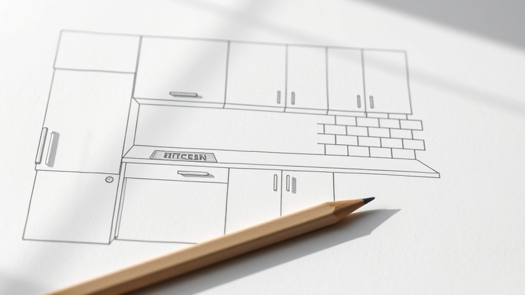 How to Draw a Kitchen in 7 Easy Steps 4 sketch cabinets and backsplash