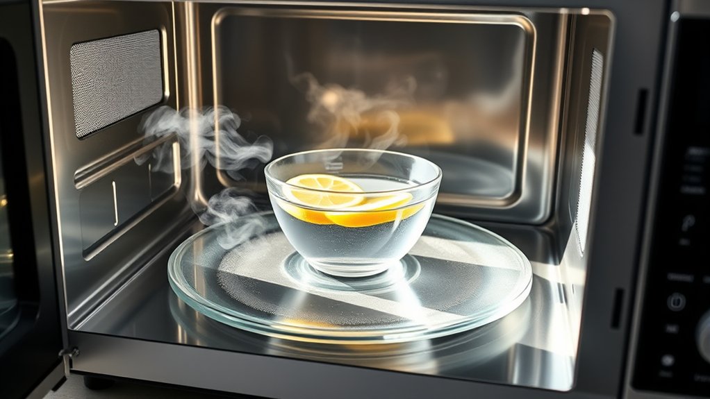 steam cleaning microwave interior