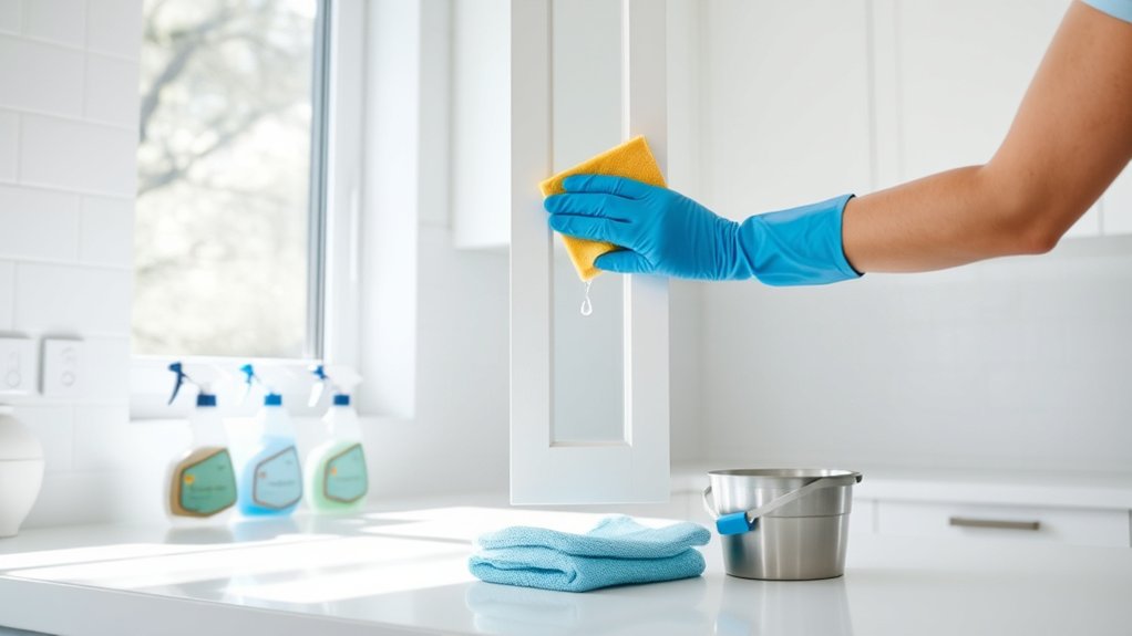 How to Paint Kitchen Cabinets in 10 Easy Steps 7 thoroughly clean and degrease cabinets