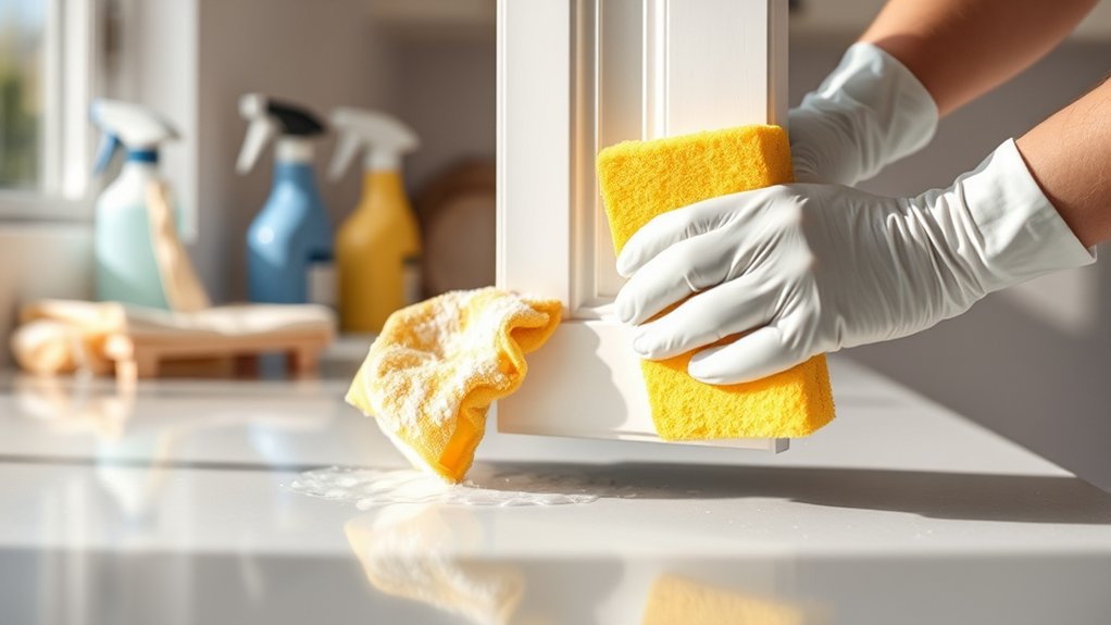 How to Paint Kitchen Cabinets Without Sanding in 5 Easy Steps 3 thoroughly clean and prepare surfaces