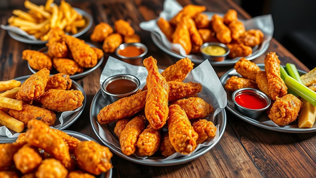 variety of flavorful wings