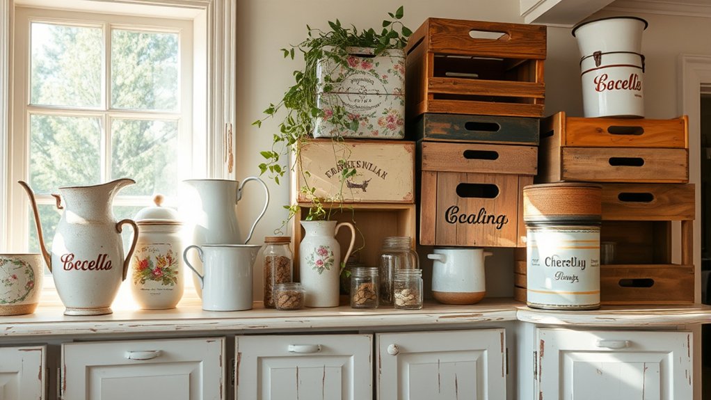 10 Ways to Decorate the Top of Kitchen Cabinets From Pinterest 4 vintage kitchen decor arrangement
