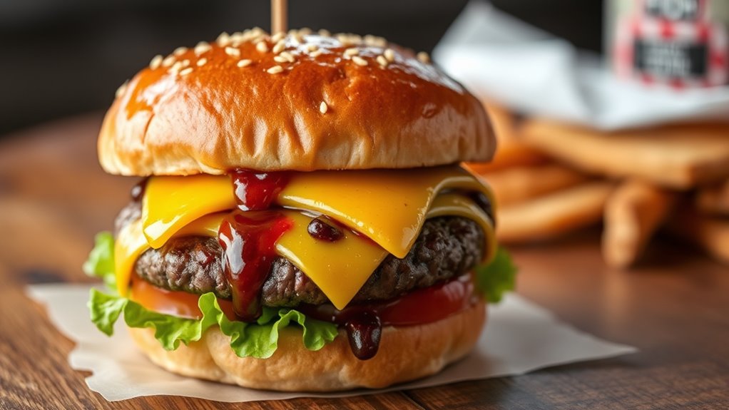 whiskey glazed beef burger